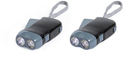 EVERBLADES - Pack 2 Linternas Dinamo, Linterna Eco-Amigable 2 LEDs, Dynamo Light LED, Antorcha de Presión Manual, Linterna de Prensa Manual, Fuente de Luz a Gatillo
