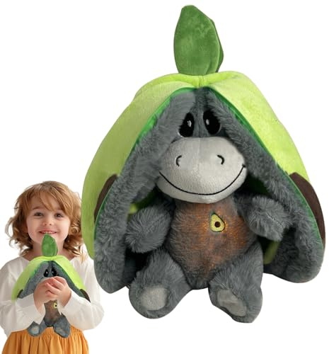 Music Light Sleep Aid Plüschtier - Kuscheltier mit weichem Esel mit Atem und LED-Licht, schlafendes Spielzeug für und Kleinkinder | Spielzeug mit Musik und Lichtfunktion gegossen
