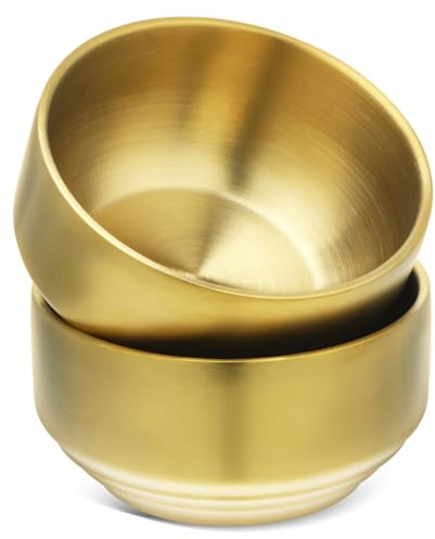 ABOOFAN 2 pcs Stainless Steel Insulated Rice Bowls Double Wall Metal Bowls for Soup Salad Noodles Cereal Fruit Snack Serving and Mixing 4.92 in