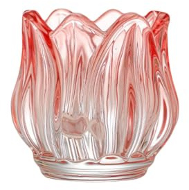 YANGSHINE 1 x transparenter Kerzenhalter aus Glas, Tulpenform, Vintage, elegant, Teelichthalter, zarte und stabile Kerzengläser in Blumenform, für Hochzeit, Geburtstag, Party (Rosa)