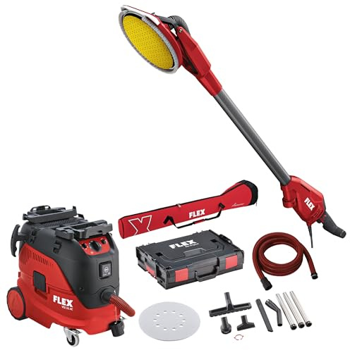 Flex Giraffe GE 6 R-EC + Sicherheitssauger VCE 33 M AC Set + Schleifpapier (Wand- und Deckenschleifer Giraffe inkl. Schleifpapier + Sicherheitssauger 30 l, Klasse M, Trockenbau Schleifgerät) 533564