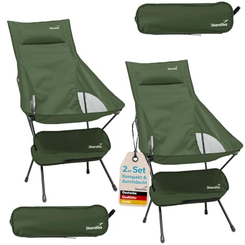 Skandika Campingstuhl Solig 2er Set | Klappstuhl faltbar, 120 kg belastbar, Stahlrahmen, Rückenlehne gepolstert, Mesh-Einsätze | Campingstühle, Klappstühle, Stuhl für Camping, Outdoor, Balkon, Garten