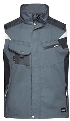 James & Nicholson Workwear Weste - Robuste Arbeitsweste mit vielen Taschen und CORDURA® Verstärkung | Farbe: carbon/black | Grösse: M
