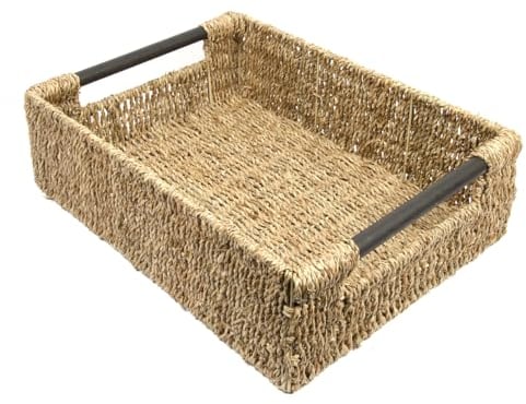Woodluv Storage Baskets, Storage baskets for Shelves, Storage Box Organiser, Baskets to make hampers With Wood Handles -Extra Large