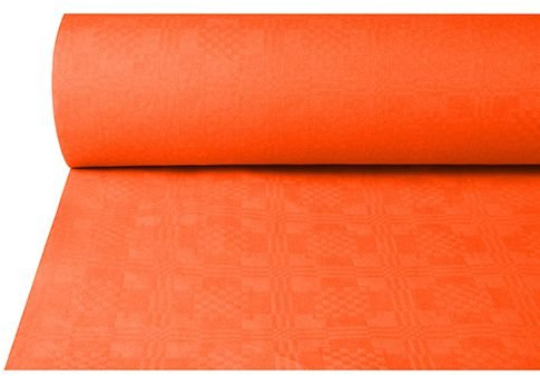 PAPSTAR Papiertischtuch mit Damastprägung 50 m x 1 m Terracotta für schöne Hochzeitsfeier und besonderen Anlass. Menge: 4 Rolle
