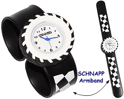 alles-meine.de GmbH 3-D Effekt - Kinderuhr/Armbanduhr - Fahrzeug & Rally Reifen - mit Silikon Schnapp Armband - Uhr für Kinder & Erwachsene/für Jungen - Auto Fahrzeuge / ..