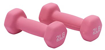 Amazon Basics Neoprene Dumbbell Hand Weights for Workout and Exercise, 2 Pounds, Pink, Pair