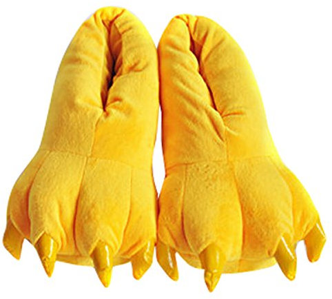 Aivtalk - Zapatillas Franela Suaves Calientes Unisex Zapatos de Garras Animales Para Casa Navidad Halloween Cosplay Primavera Invierno Talla EU 34-38 - Amarillo