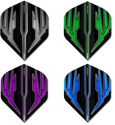 RED DRAGON Hardcore Dark Wings Pacchetto di Selezione Voli Dardo Standard di Spessore Extra - 4 Set per Confezione (12 Dart Voli Dart in Totale)