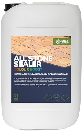 StoneCare4U - All Stone Sealer Colour Boost - 25L - Colour Enhancement Exterior Natural Stone Sealant for Sandstone, Limestone, Slate & More. Outdoor Clear Sealant for Patio, Drive & Paths