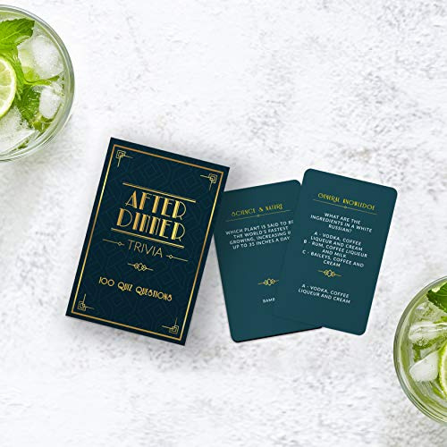 After Dinner Trivia Card Game – 100 Question General Knowledge Quiz Cards for Family Game Night & Dinner Parties