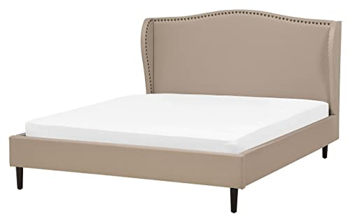 Stilvolles Polsterbett in edlem Beige in Leinenoptik Colmar