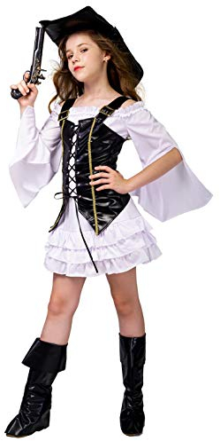 SEA HARE Mädchen Luxus Cool Piraten Kostüm (M :7-9 Jahre)