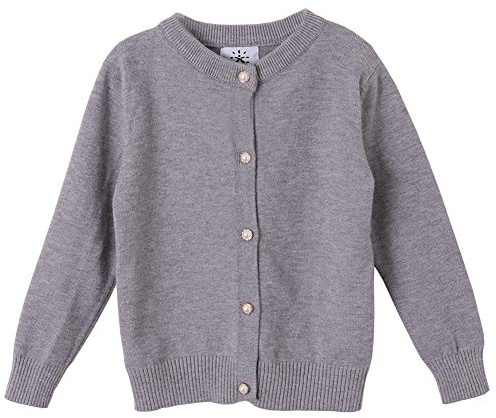 ZHUANNIAN Strickjacke für Mädchen, Schulkleidung, langärmelig, Perlen, Knopfleiste, Uniform, Schulkleidung, Strickjacken, grau, 3-4 Jahre