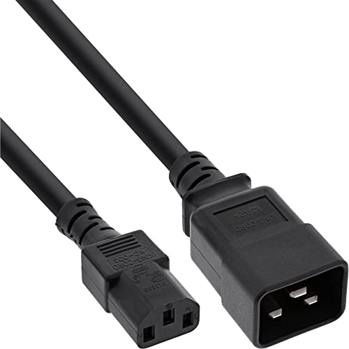 InLine 16659B Netz Adapterkabel, IEC-60320 C20 auf C13, 3x1,5mm², max. 10A, schwarz, 0,5m