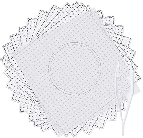 AUGSUN 5mm Bügelperlen Platten, 9 Stück Quadratische Bügelperlen Vorlagen Kunststoff Bügelperlen Schablonen mit Bügelpapier Pinzette Transparente Bügelperlen Steckplatten für Kinder DIY Bastelperlen