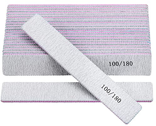 Limas de uñas profesionales de grano 100/180 para uñas acrílicas (paquete de 25)