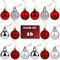 AKH® 16 Stück 50 mm Weihnachtskugeln Dekoration | Christbaumkugeln Weihnachten hängende Kugel Baumdekoration für Urlaub Hochzeit Party Dekoration (rot & silber)