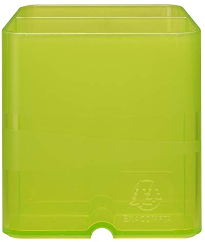 Exacompta - Ref 67797D - Linicolor Pen-Cube Pen Pot - 74 x 74 x 93mm, Modern & Space-Saving, 2 Distinct Sections for Pens & Pencils - Translucent Apple Green