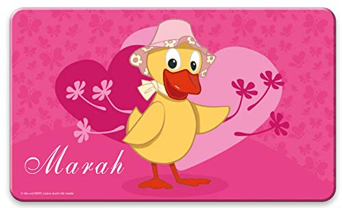 Schnatterinchen Kinderbrettchen mit eigener Gravur/Namen Frühstücksbrettchen (Unser Sandmännchen)