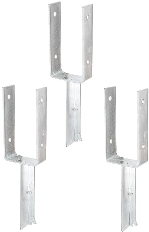 Alberts 215293 U-Pfostenträger | mit Betonanker aus T-Eisen | feuerverzinkt | lichte Breite 101 mm | Länge Betonanker 200 mm | 3er Set