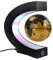 Magnetischer Schwimmender Globus mit farbigen LED-Lichtern C-Form Anti-Schwerkraft-Magnetschwebebahn Rotierende Weltkarte für Geschenk Home Office Schreibtischdekoration (Mit Schalter, Gold)