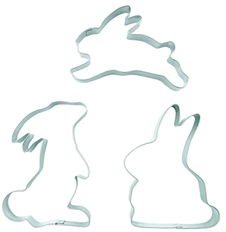 BekkiB 8807243-3er-Set Osterhase - Ausstecher aus Edelstahl in Form von 3 niedlichen Hasen für Ostern