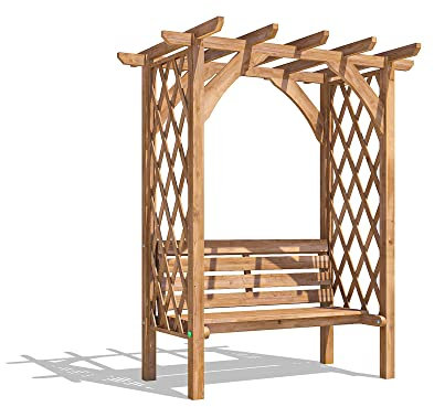 Dunster House Pergola with Bench Seat Jasmine 6' x 4'6 Trellis Arbour