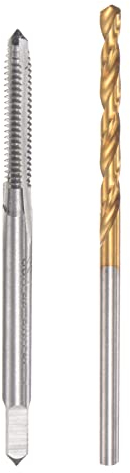 sourcing map 4-40 UNC Gewindeschneider gerader Nut 2,3mm Spiralbohrer Set titanbeschichtet 6542-Schnellarbeitsstahl Bohrer Maschinen Gewindebohrer