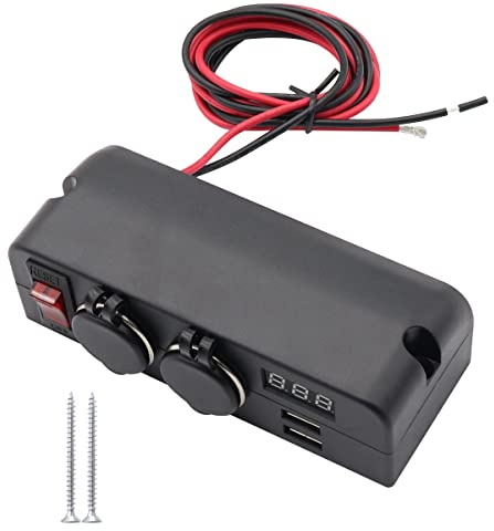 Tiardey Chargeur Double Prise USB et Double Adaptateur répartiteur Allume-Cigare 12 V avec interrupteurs Marche/arrêt LED pour Voiture,Camping-Car,Camion,Bateau