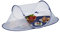 Relaxdays Fliegenhaube Lebensmittel, Faltbare Abdeckhaube für Obst, Kuchen, HBT: 40 x 110 x 58 cm, Obsthaube, blau/weiß