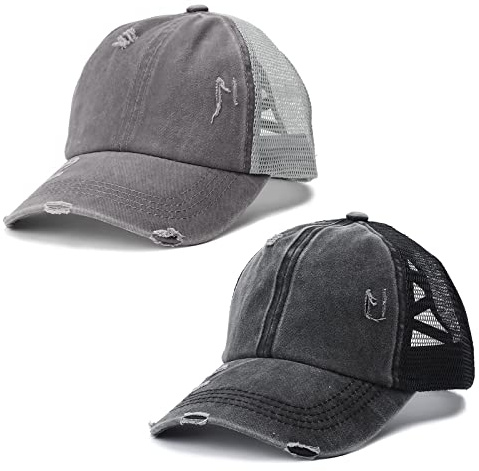 TAGVO Damen Baseball Kappe Modische Retro Baseball Cap Washed Ponytail Baseballmütze Damen Pferdeschwanz Messy Baseball Cap Cross Hat Outdoor Sports Freizeit Basecap Unisex