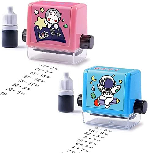Anshka Roller Digital Teaching Stamp,Addition and Subtraction Seal Arithmetic Artifact,Within 100 Teaching Math Practice Questions,for Preschool Kindergarten Homeschool Supplies (2pcs)