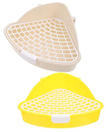 POPETPOP 2Pcs Box rabbit toilet cat litter basin rabbits training toilet guinea pig litter paper bedding for guinea pig small animal potty rabbit litter pan triangle corner plastic pet bed