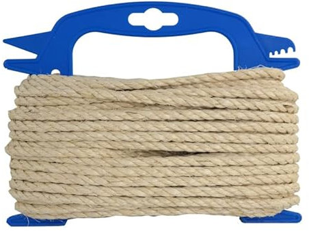 Sisalseil Sisalschnur Sisalkordel Wäscheleine Ø 6mm - 20 Meter auf Haspel -Beste Qualität- Made in Germany