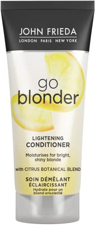 JOHN FRIEDA Go Blonder Conditioner, 75 ml, Aufhellende Spülung für blondes Haar, spendet Feuchtigkeit und hellt auf, stellt Feuchtigkeit wieder her, erneuert die Weichheit mit Zythilien und Kamille