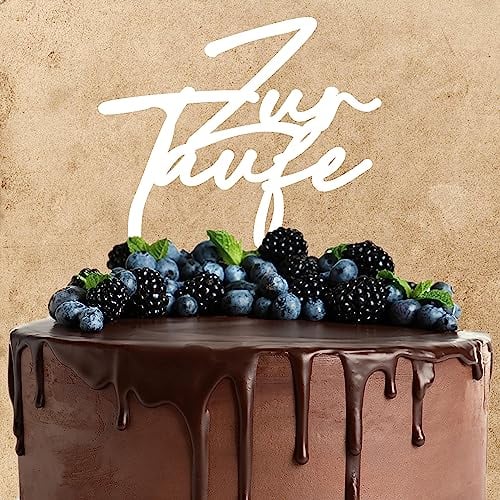 Cake Topper aus Acryl zur Taufe Kuchendeko Tortenstecker | weiß | Kuchendekoration und Tortenschmuck 100% Made in Germany