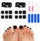 Kiiwah 48 Stück Künstliche Fußnägel zum Aufkleben, Full Cover Acryl Matt Quadratisch Falsche Zehennägel Tips mit Nagelfeilen für Damen Frauen Nagelkunst DIY(Schwarz)