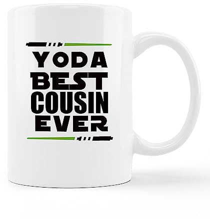 Yoda Best Cousin Ever Funny Ceramic Mug - 11oz Coffee Milk Tea Mug Cup with Handle, Cousin Gifts, Birthday Gifts