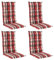 Gartenstuhlauflagen Hochlehner 4er Set - 119 x 48 cm - Rot - Kariert - Baumwolle - Polyester - Sesselauflage Sitzpolster Stuhlauflage