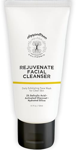 Doppeltree 3-in-1 Peeling Gesichtsreiniger mit 2% Salicylsäure, hydratisierter Kieselsäure und Aktivkohle für reinere Haut, Ölkontrolle und Anti-Aging