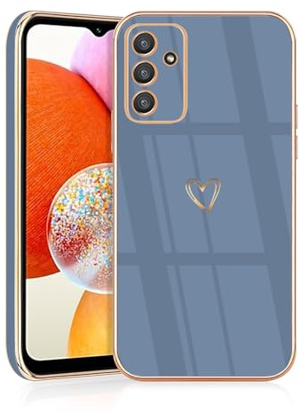 JRIANY for Samsung Galaxy A14 5G / 4G Case, Protective Flexible Silicone Case with Cute Design Love Heart Pattern Shockproof Bumper Cover Compatible with Samsung A14 - Dark Blue