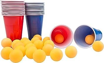 BARGAIN4ALL Beer Pong Set 48pcs Trinkspiele für Erwachsene Party | 24 Beer Pong Plastikbecher 24 Ping Pong Bälle