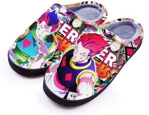 WANHONGYUE Anime Hunter×Hunter Hisoka Slippers Women Men Fuzzy House Slippers with Rubber Sole Winter Warm Indoor Outdoor Anti-slip Shoes