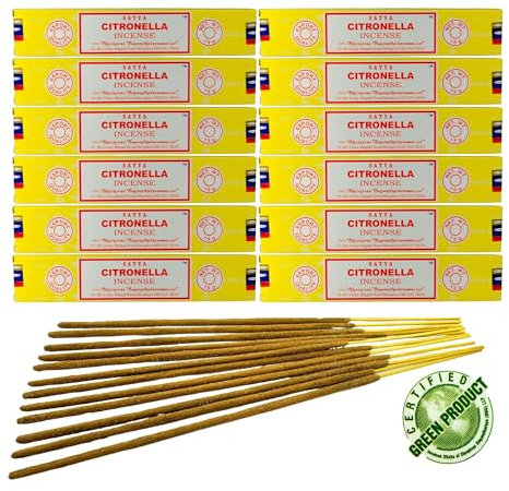 12x Räucherstäbchen Satya Verschiedene Düfte, 20cm | Insgesamt 120 Sticks (Citronella)