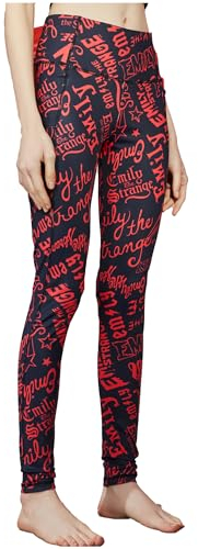 Emily the Strange Damen-Yoga-Leggings mit Taschen, hohe Taille, Bauchkontrolle, Lounge-Leggings, Workout-Leggings, Schwarz und Rot, Groß