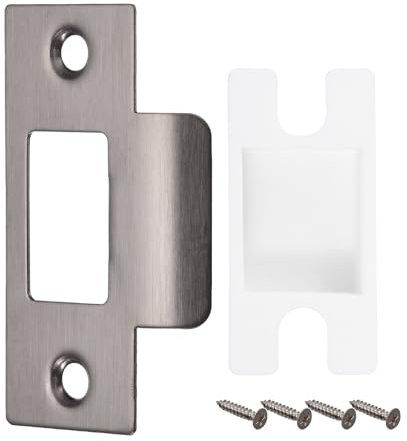 sourcing map Door Strike Plate, 70mm x 40.3mm 304 Stainless Steel Latch Deadbolt Strike Plate with Box for Door Frame Door Jamb, Dark Grey