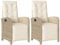 vidaXL Gartensessel 2 STK., Gartenstuhl mit Fußteil, Garten Liegestuhl mit Verstellbarer Rückenlehne Fußstütze, Sessel Relaxsessel Gartenmöbel, Beige Poly Rattan