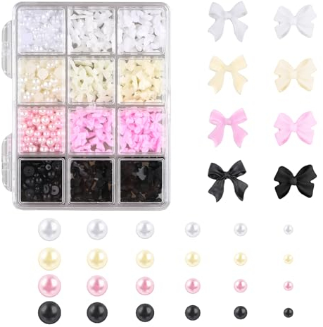240 Stück Nagel Charms Schmetterling 3D Schmetterling Nägel Charme, Acryl Nail Charms Mixed Styles Bow-Knot Nail SuppliesFrauen Mädchen Maniküre Design DIY Handwerk (Schwarz, Weiß, Rosa, Gelb)