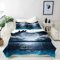 ANHOPE Vollmond Bettwäsche Set 3 Teilig Ozean Meer Nacht Bettbezug 155x220 cm + 2 Kissenbezug 80x80 cm Weich Microfaser Bettbezüge mit Reißverschluss Ganzjahres Bettdeckenbezug Set